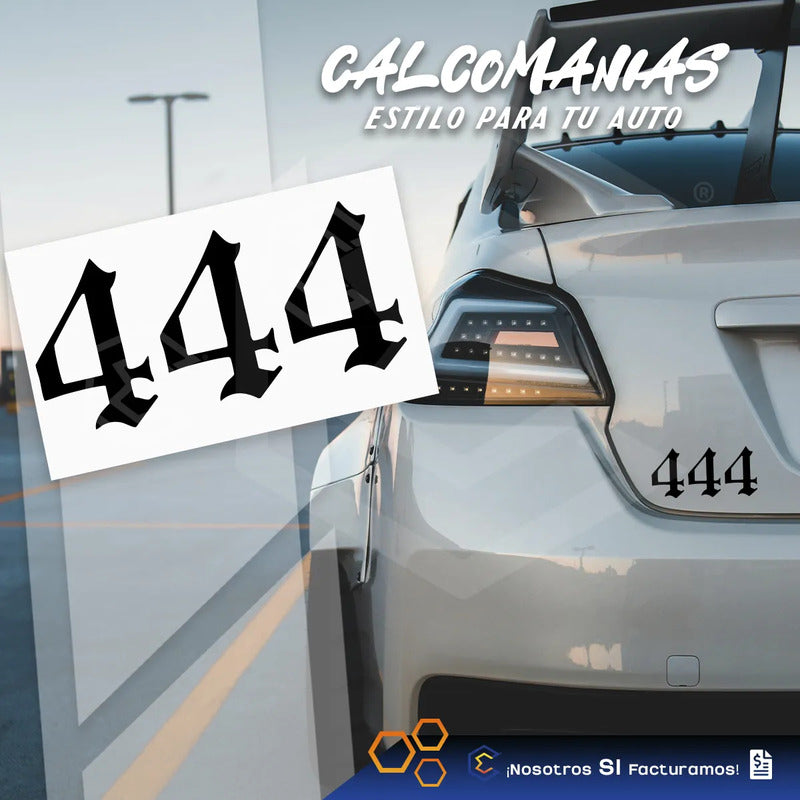 Calcomanía 444 Número De Ángel Negro Sticker Vinil Auto 15cm