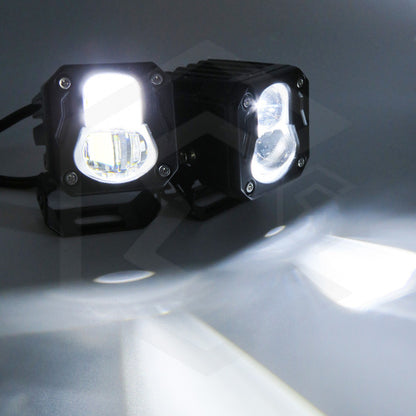 Faro Cuadrado O Redondo Lupa Bicolor 18,000lm 7 Led Uso Rudo