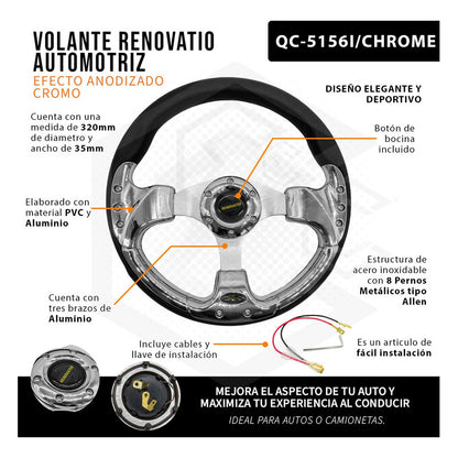 Volante Deportivo Universal De Metal Con 8 Pernos 320mm