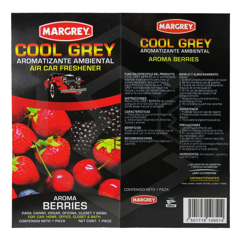 Aromatizante Auto Casa Ambiental Cool Grey Hoja Margrey30pza
