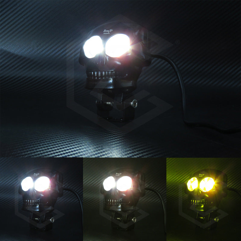 Par De Faros 6 Leds Con 2 Lupas Bicolor Fijo Estrobo 12-24v