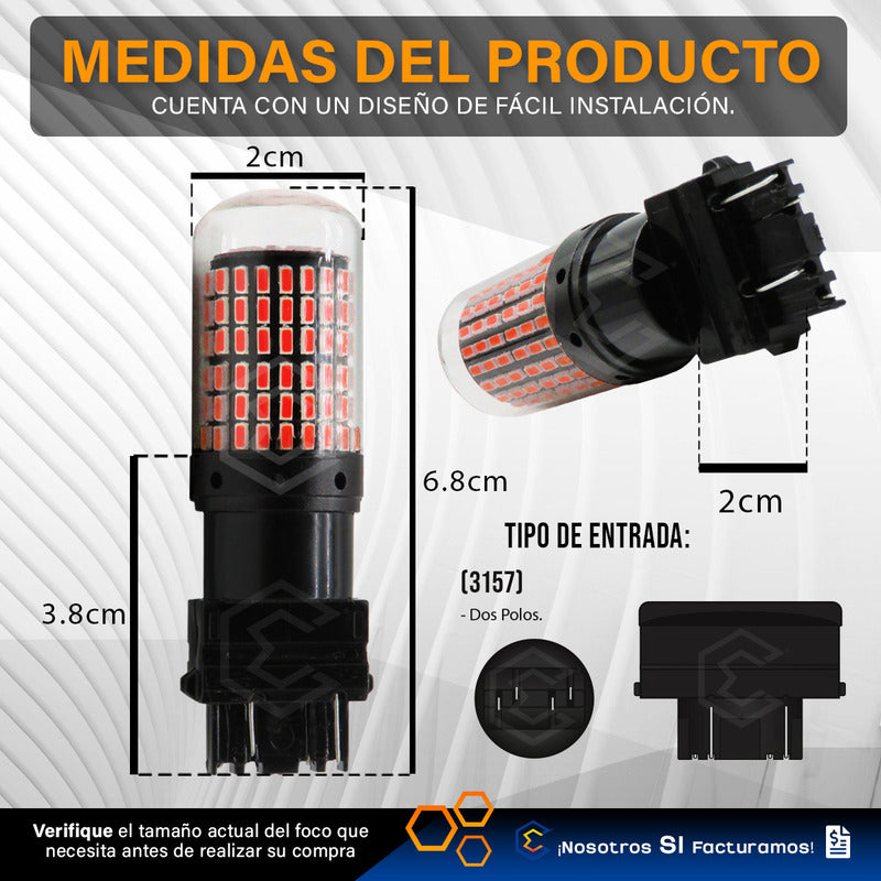 Par Focos 3157 3156 144 Leds Canbus Cristal Cuartos Stop 12v