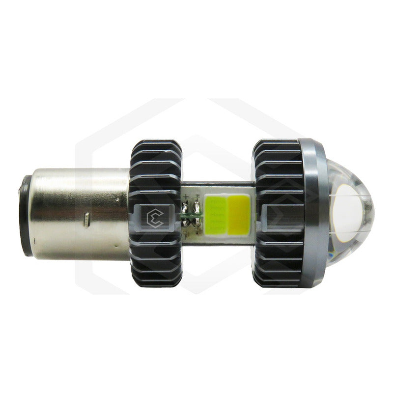 Foco Moto H4 Lupa Proyector Ba20d Bicolor 66 Leds 2 Funcion