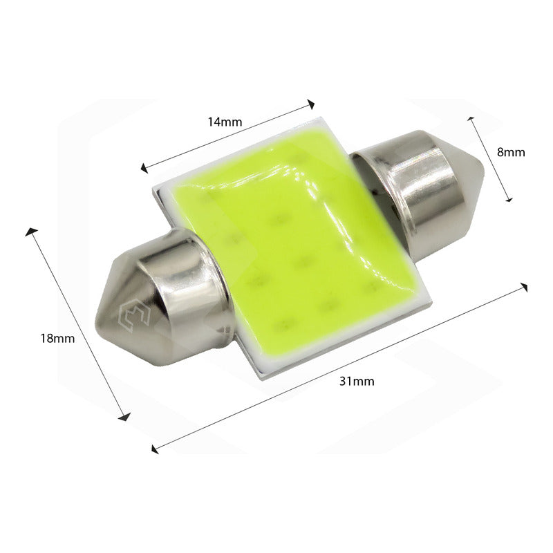 10 Pzs Foco Led Cob Festoon Fusible Interior 31 36 39 41 Mm