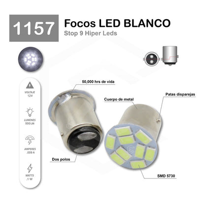 10 Focos 9 Leds 1157 1034 1156 1141 Direccional Reversa Stop