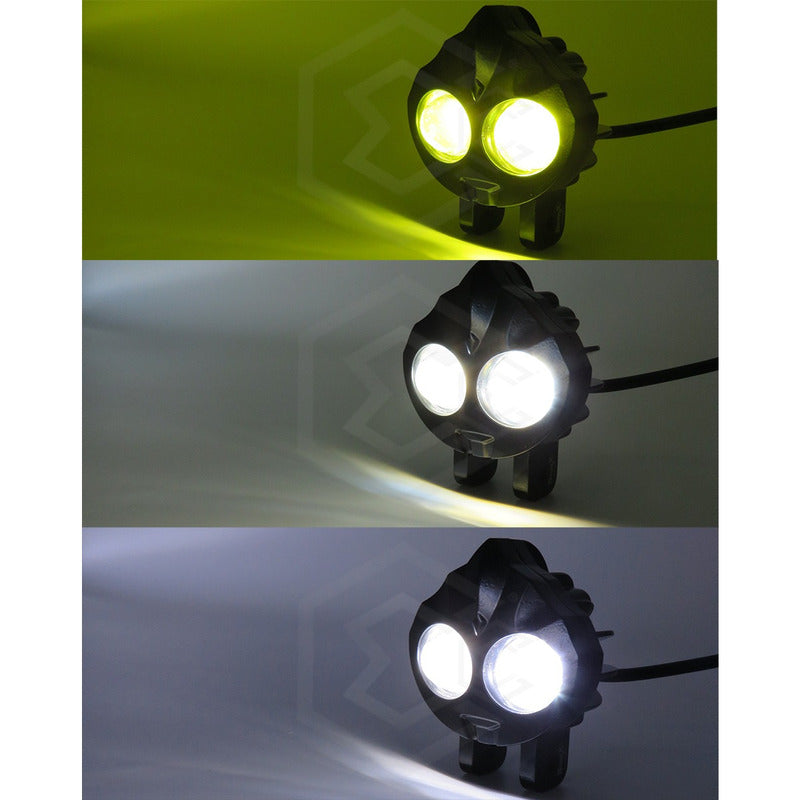 Faros Universales Cara De Flama Bicolor Fijo Estrobo 12-24v
