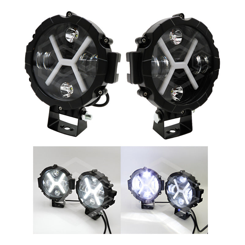 4 Faros De Led Auxiliar Luz Blanca En X 24000lm 6 Led 12-24v Blanco