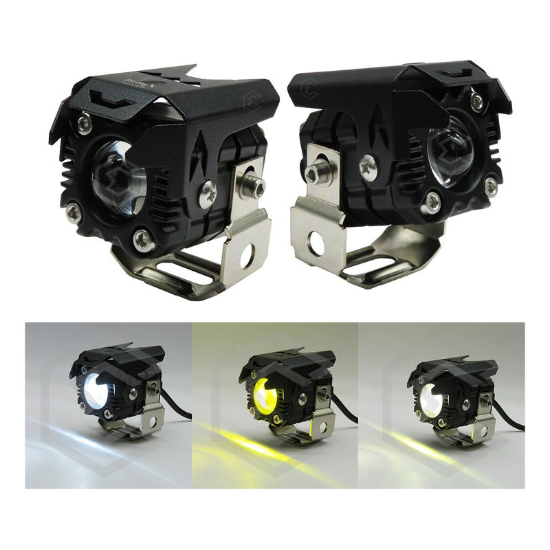 2 Faros Bicolor 6 Hiperled Lupa Moto Fijo 12-24v 20,500lm