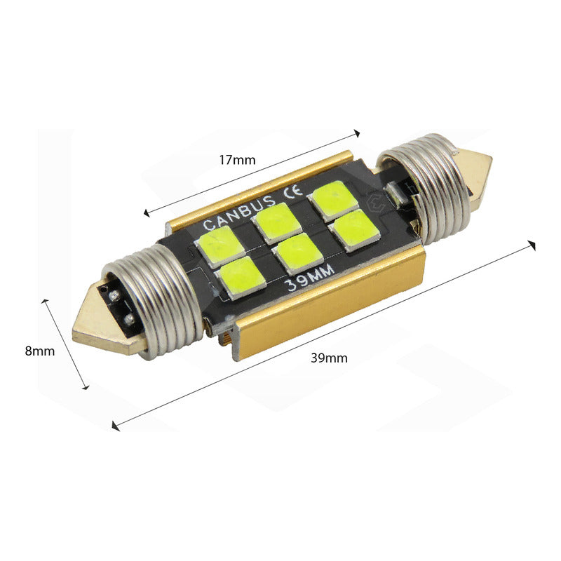 Kit 10 Focos Luz Interior 31 36 39 41 Mm 6 Leds Canbus 12v