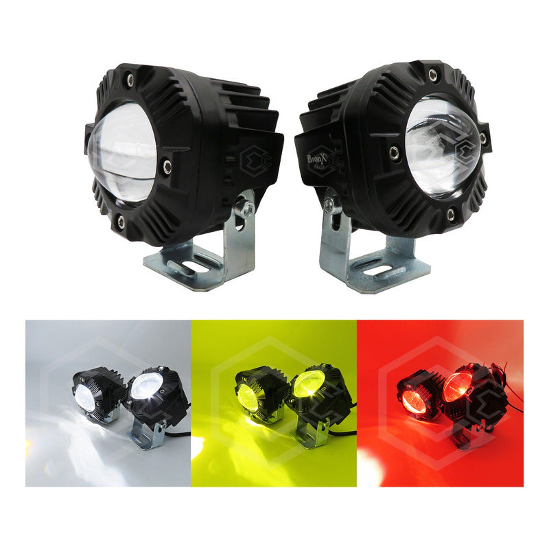 Faros Cuadrado 8 Hiperled C/lupa Rojo Blanco Ambar 12-24v
