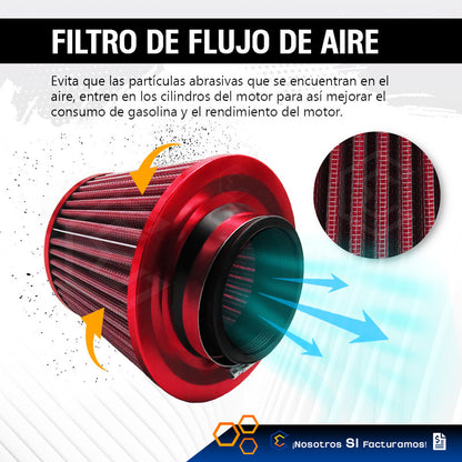 Filtro De Alto Flujo Universal Cromado Con Malla Abrazadera