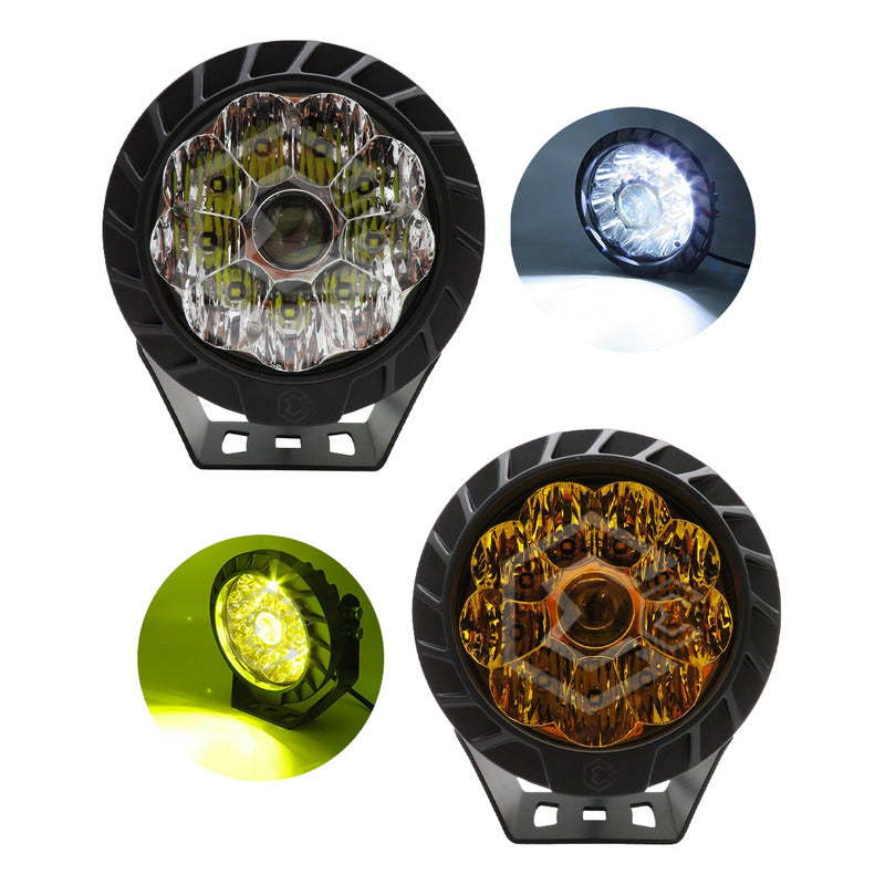 Faros Universales Redondo 5.5'' 10 Led Hiper Lupa 12-24v