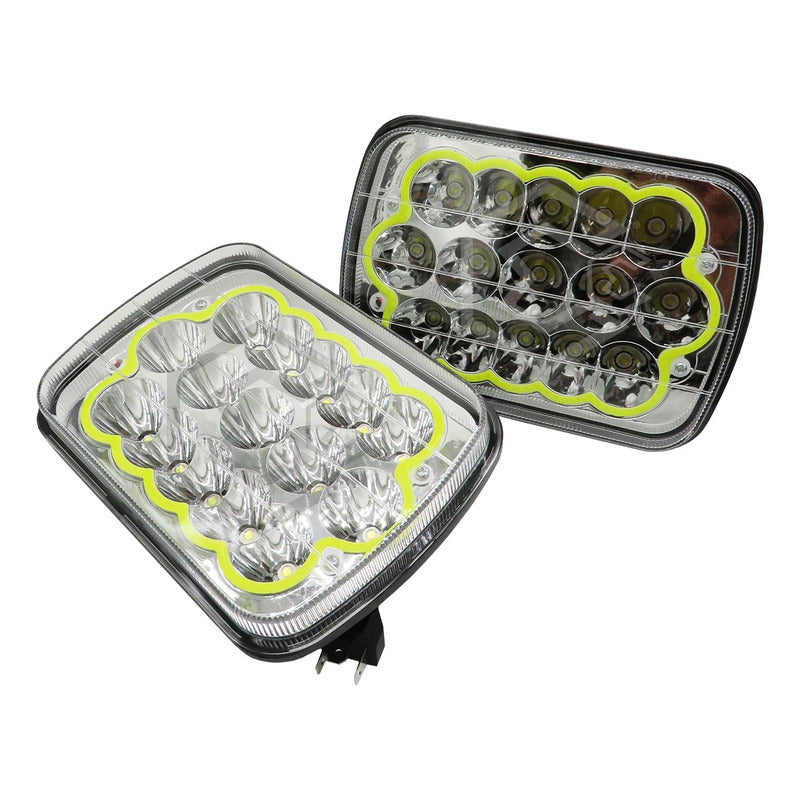 Par Unidad 5x7 108 Led Blanco Aro De Angel Alta/baja 12/24v