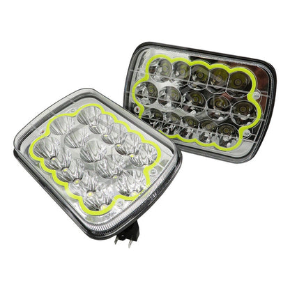 Par Unidad 5x7 108 Led Blanco Aro De Angel Alta/baja 12/24v