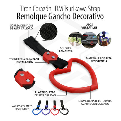 Tiron Corazon Jdm Tsurikawa Strap Remolque Gancho Decorativo
