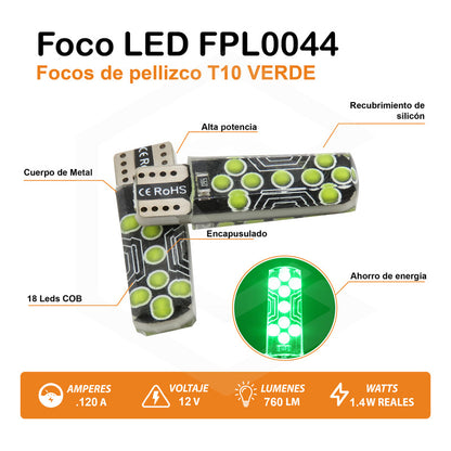 Kit De 10 Focos De Pellizco T10 18 Led Cob Gel Alta Potencia