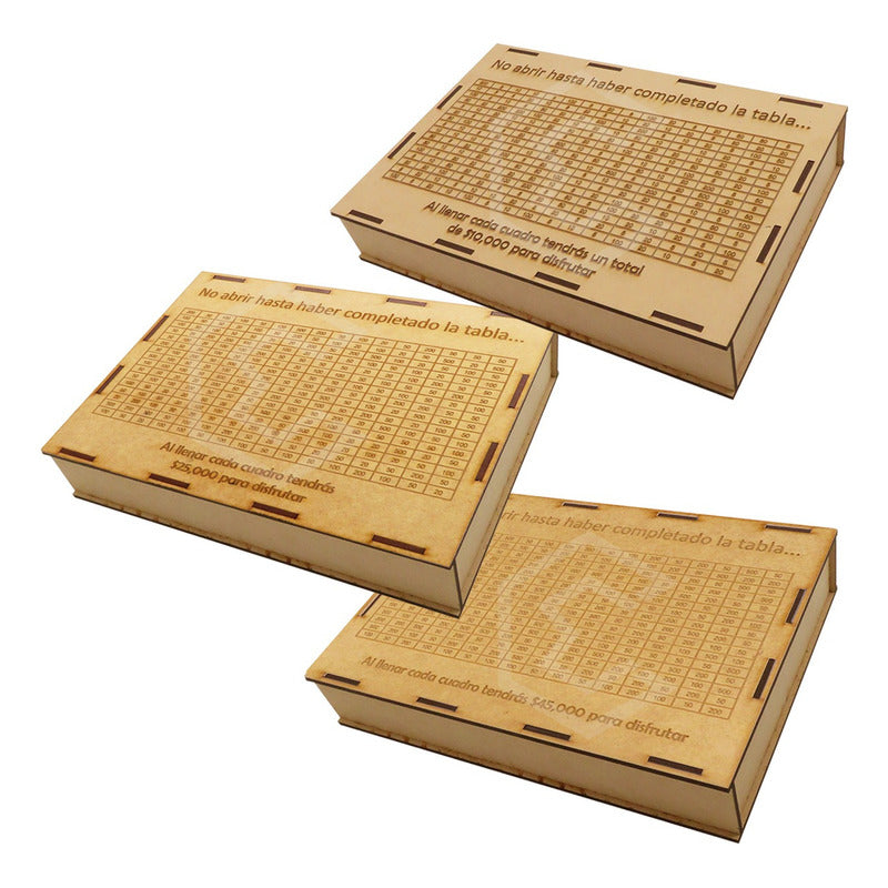 Alcancia Caja De Ahorro Con Objetivo 10k 25k 45k Dinero Mdf