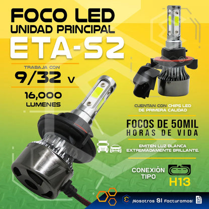2 Focos Led H13 4cara Ventilador Alta Baja 16000lm 25w 9-32v H13