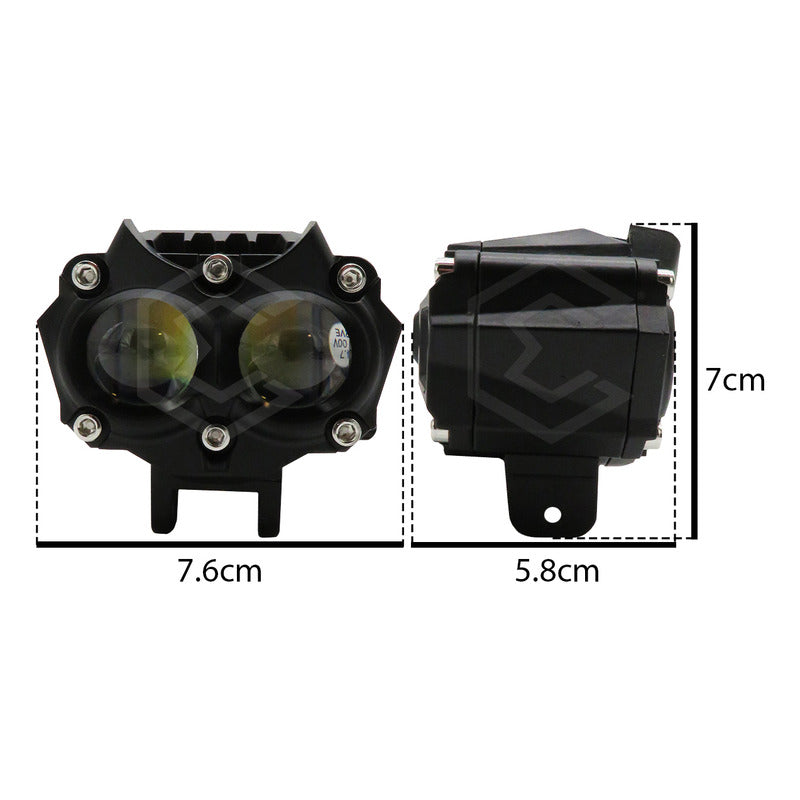 Par De Faros 8 Leds Bicolor Rgb 2 Lupas 5 Funciones 12-24v