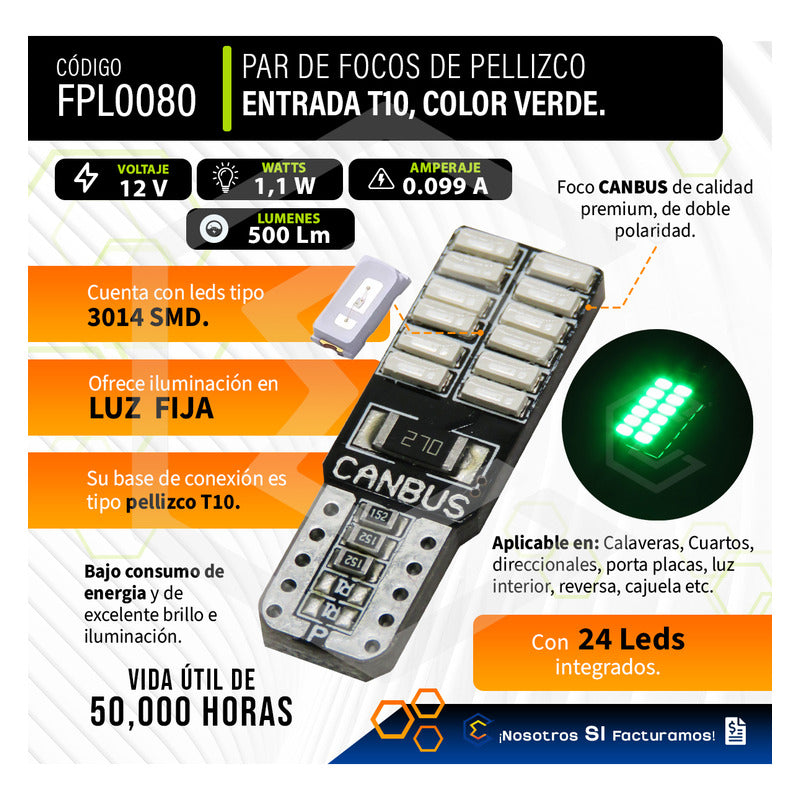 Par De Focos Pellizco 24 Leds Con Canbus Alta Intensidad 12v