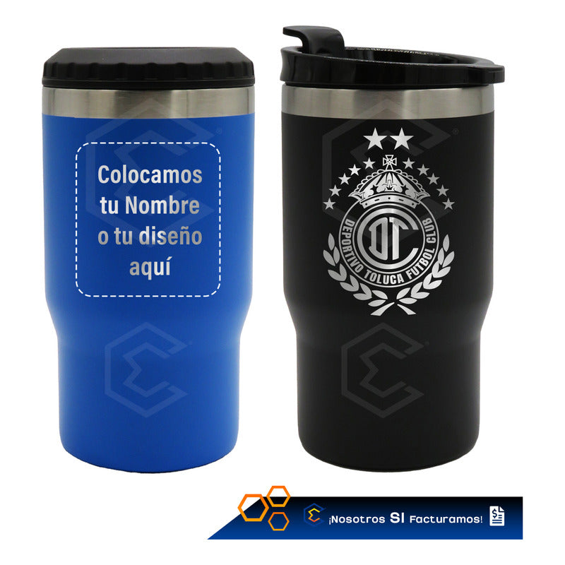 Termo Porta Latas Personalizado Nombre O Logo Láser 420ml