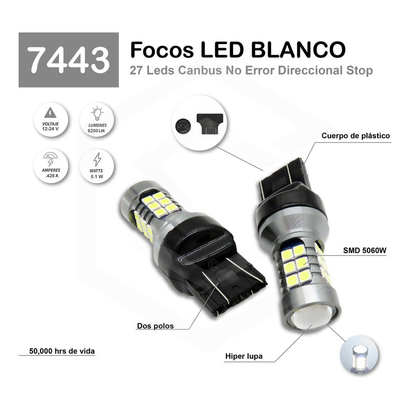 2 Focos 27 Led 1156 1157 3157 7440 7443 No Error Stop Cuarto