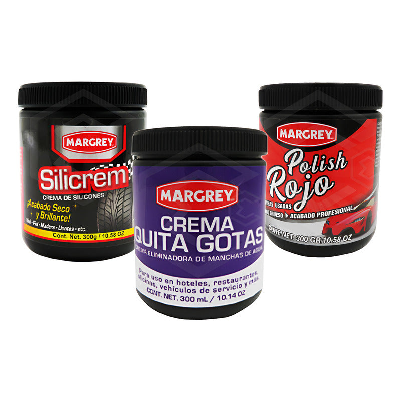 Kit Silicrem, Polish Rojo, Quita Gotas Margrey Negro Agua