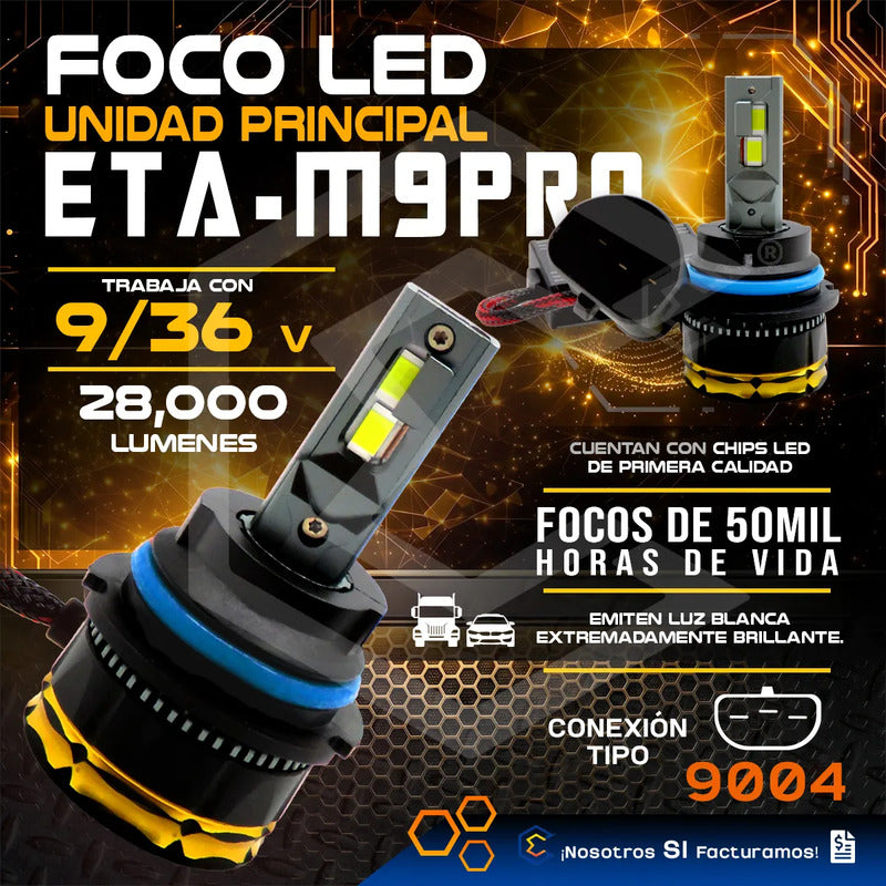 2 Focos Led 9004 Canbus Ventilador Alta Baja 28,000lm 9-36v 9004