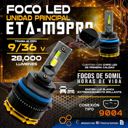 2 Focos Led 9004 Canbus Ventilador Alta Baja 28,000lm 9-36v 9004