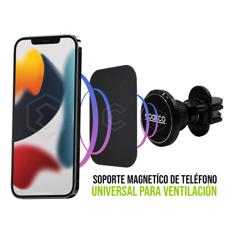 Soporte Porta Celular Magnético C/ Cargador Cable Usb Sparco