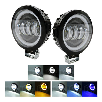 Par Faros Redondo 4 Hiper Lupa Ojo Ángel Gel Cob Estrobo