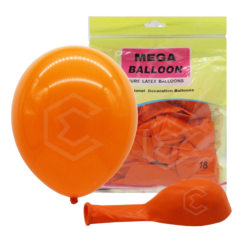 Bolsa 25 Globos Naranja Claro Brillo #18 Fiestas Bodas Latex Naranja Claro Brilloso