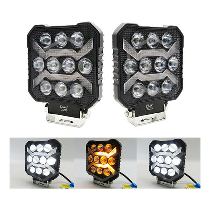 Par De Faros 34 Led Cuadrado Blanco-ambar Fijo Estrobo 9-60v Transparente
