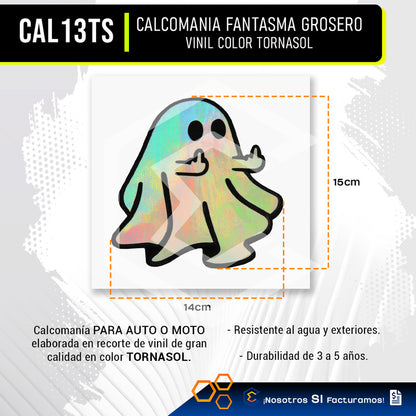10 Calcomanía Fantasma Grosero Sticker Vinil Auto Moto 10cm