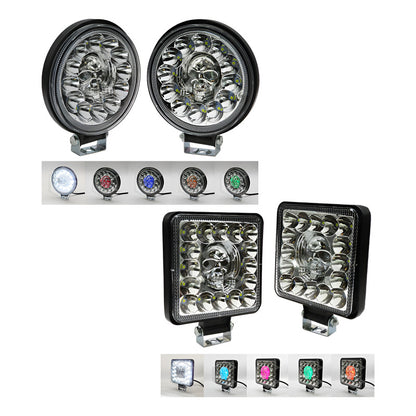 Par De Faros Calavera 26 Leds 4 Funciones Blanco-rgb 12-24v