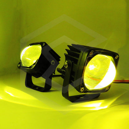 Par De Faros Con Lupa  10-30v Cuadrado Blanco/ambar 23000lm