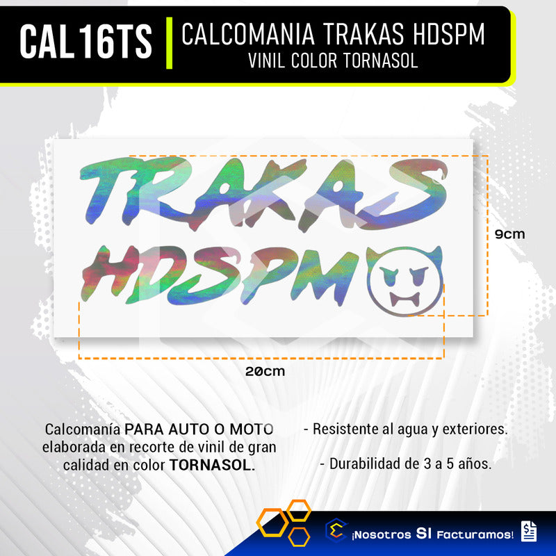Calcomanía Trakas Hdspm Sticker Vinil Auto Moto 20cm X 9cm