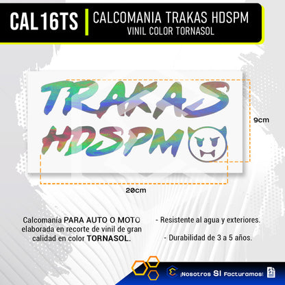 Calcomanía Trakas Hdspm Sticker Vinil Auto Moto 20cm X 9cm