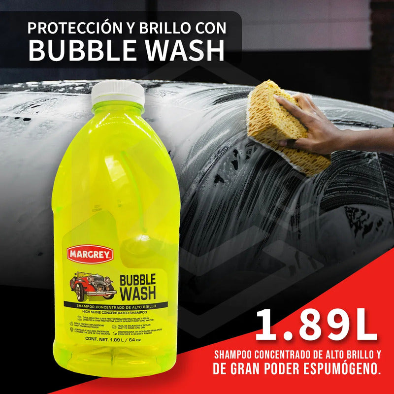 2 Shampoo Concentrado Alto Brillo Espuma Bubble Wash Margrey