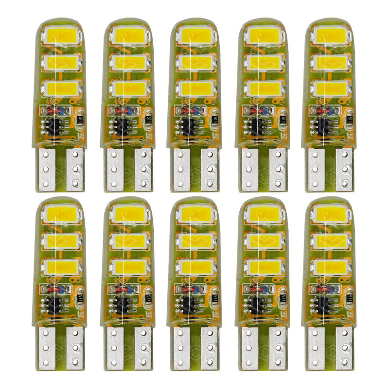 Kit 10 Focos De Pellizco 6 Leds Smd T10 Gel Luz Estrobo 12v