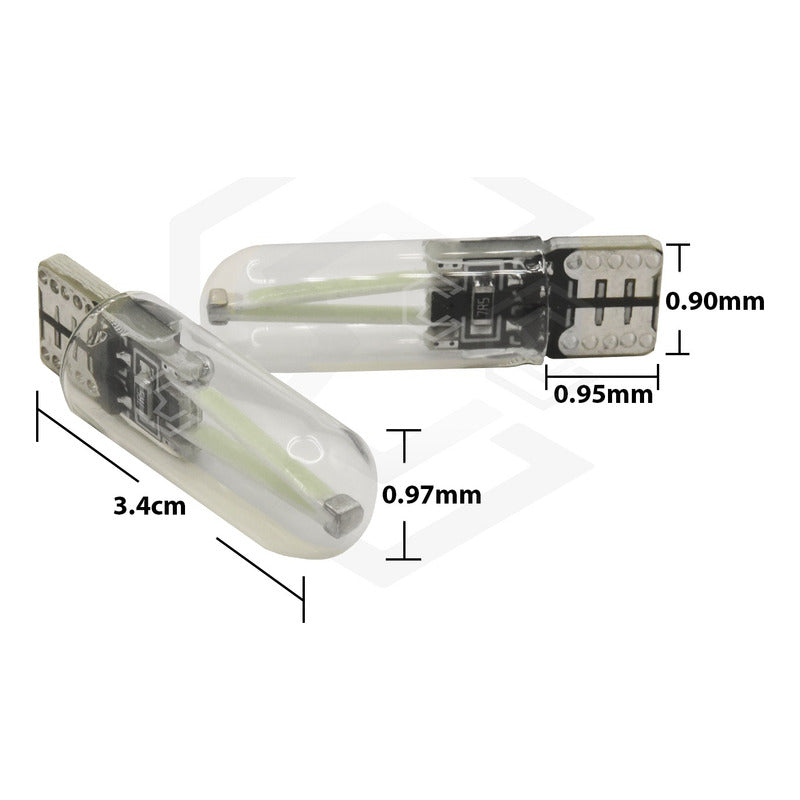 Par Focos De Pellizco Led Cob Vidrio Filamento Canbus T10 W5