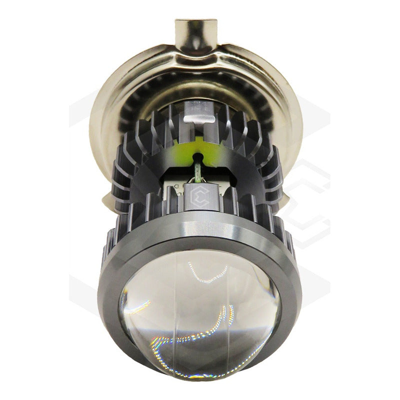 Foco Moto H4 Lupa Proyector Ba20d Bicolor 66 Leds 2 Funcion