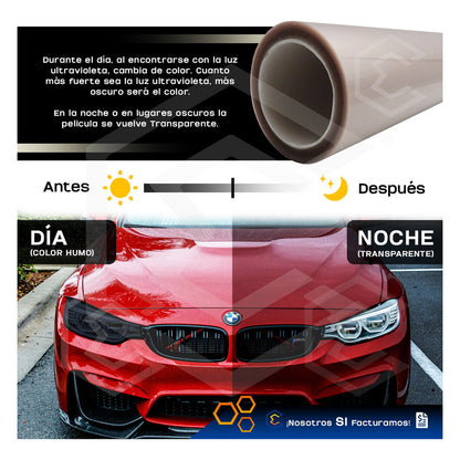 Película Protectora Ppf Fotocromático Faros Rollo 30cm X 1mt
