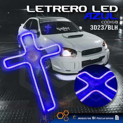 Figura Cruz Led Luz Neon Parabrisas Chupón Grande 26cm 12v
