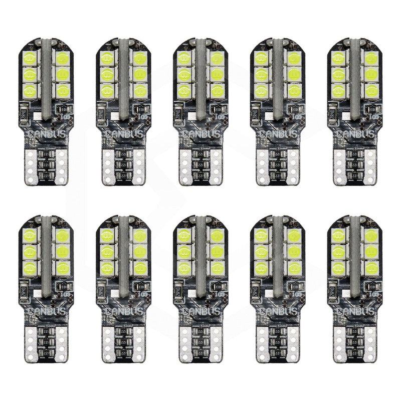 Kit 10 Focos Pellizco T10 24 Leds Canbus 3030 Alta Potencia