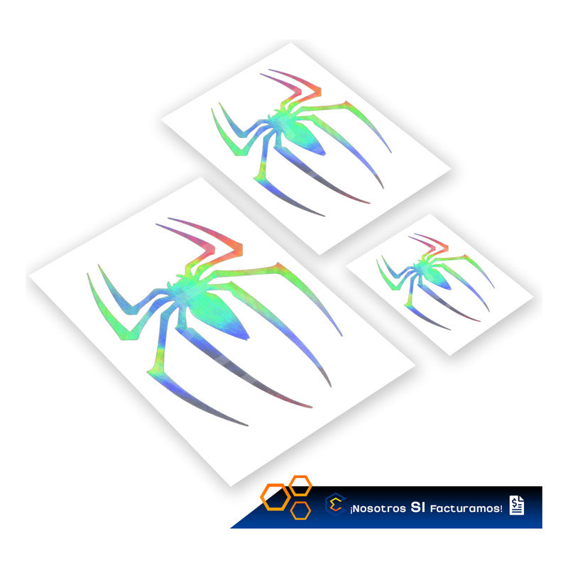 Calcomanía Spiderman Tornasol Araña Sticker Vinil 3 Piezas