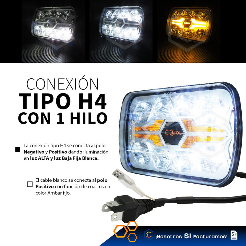 Par De Faros Unidad 5x7 32 Leds Blanco-ámbar Baja Alta 9-30v