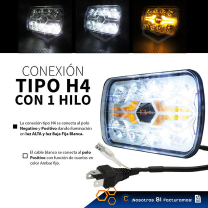 Par De Faros Unidad 5x7 32 Leds Blanco-ámbar Baja Alta 9-30v