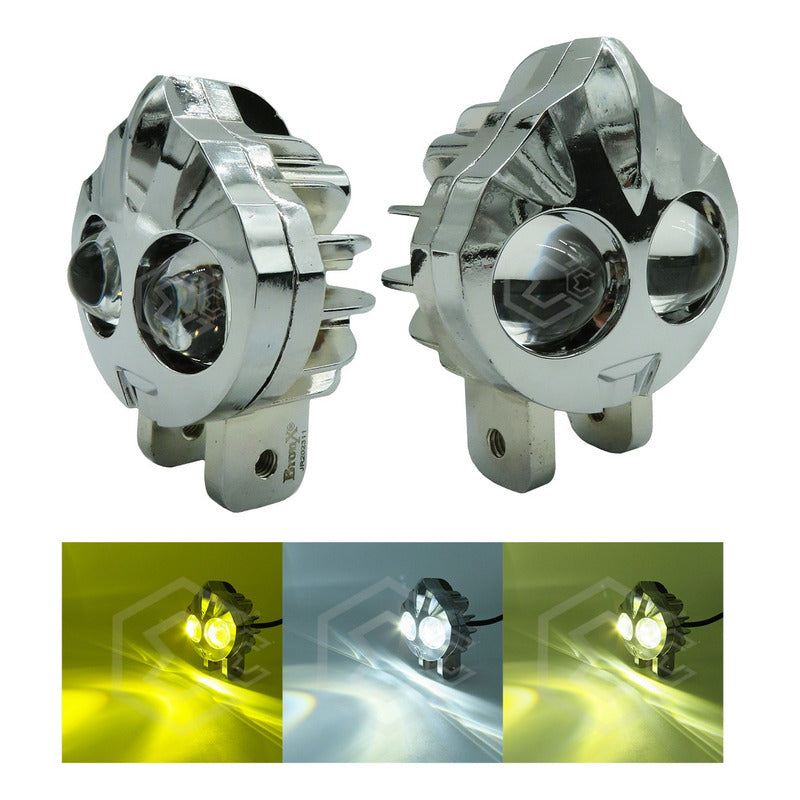 Faros Universales Cara De Flama Bicolor Fijo Estrobo 12-24v