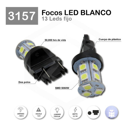 Par De Focos 3157 13 Leds Cuartos Stop Direccional Fijo 12v